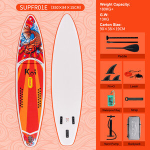 Aufblasbares Surf-Paddleboard 11'6" - Sup Koi Orange Farben - Österreich