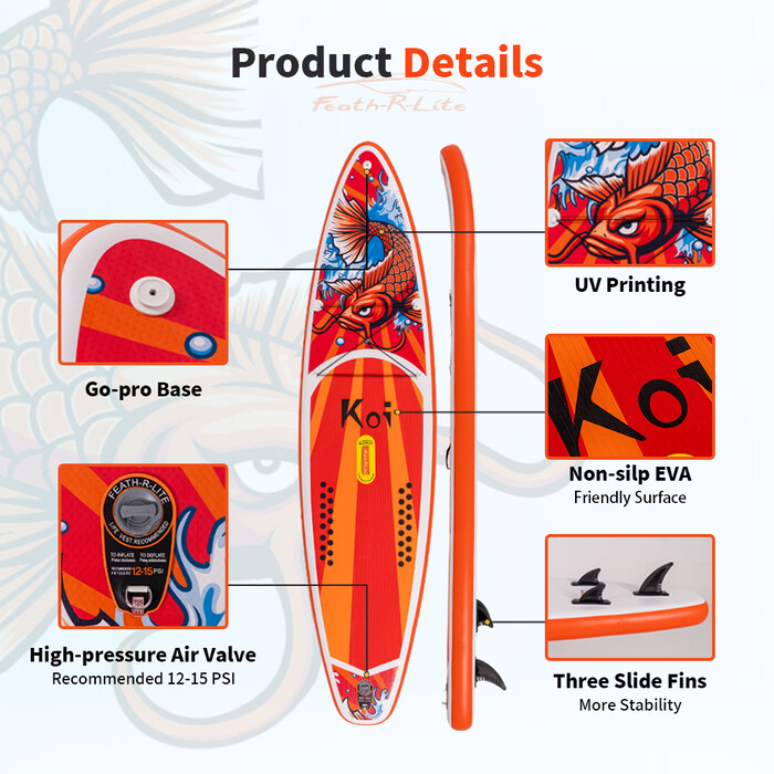 Aufblasbares Surf-Paddleboard 11'6" - Sup Koi Orange Farben - Österreich