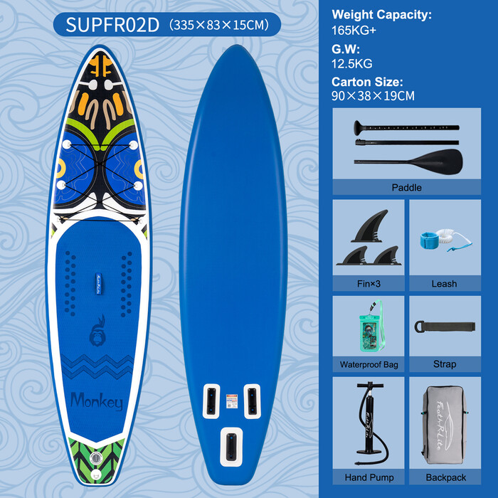 Aufblasbares Surf-Paddleboard 11' - Affe Blau - Österreich