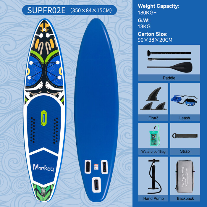 Aufblasbares Surf-Paddleboard 11'6" - Affe Blau - Österreich